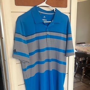 Adidas Men's Golf Polo Shirt in Blue and Gray Stripes